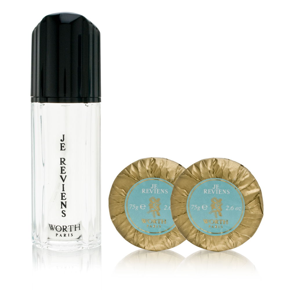 Je Reviens by Worth for Women 3 Piece Set Includes: 1.7 oz Eau de Toilette Spray + 2 x 75g Perfumed Soaps
